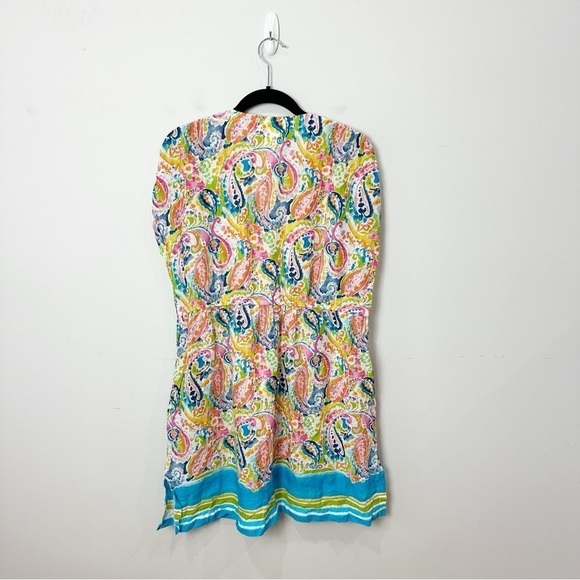 Ralph Lauren Swim Coverup Paisley Watercolor Pink Blue Green V neck - Picture 3 of 8